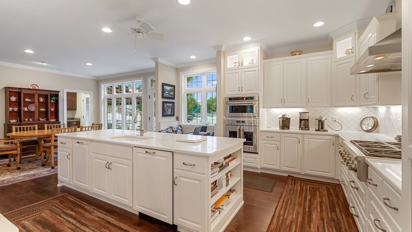 kitchen island with white marbel