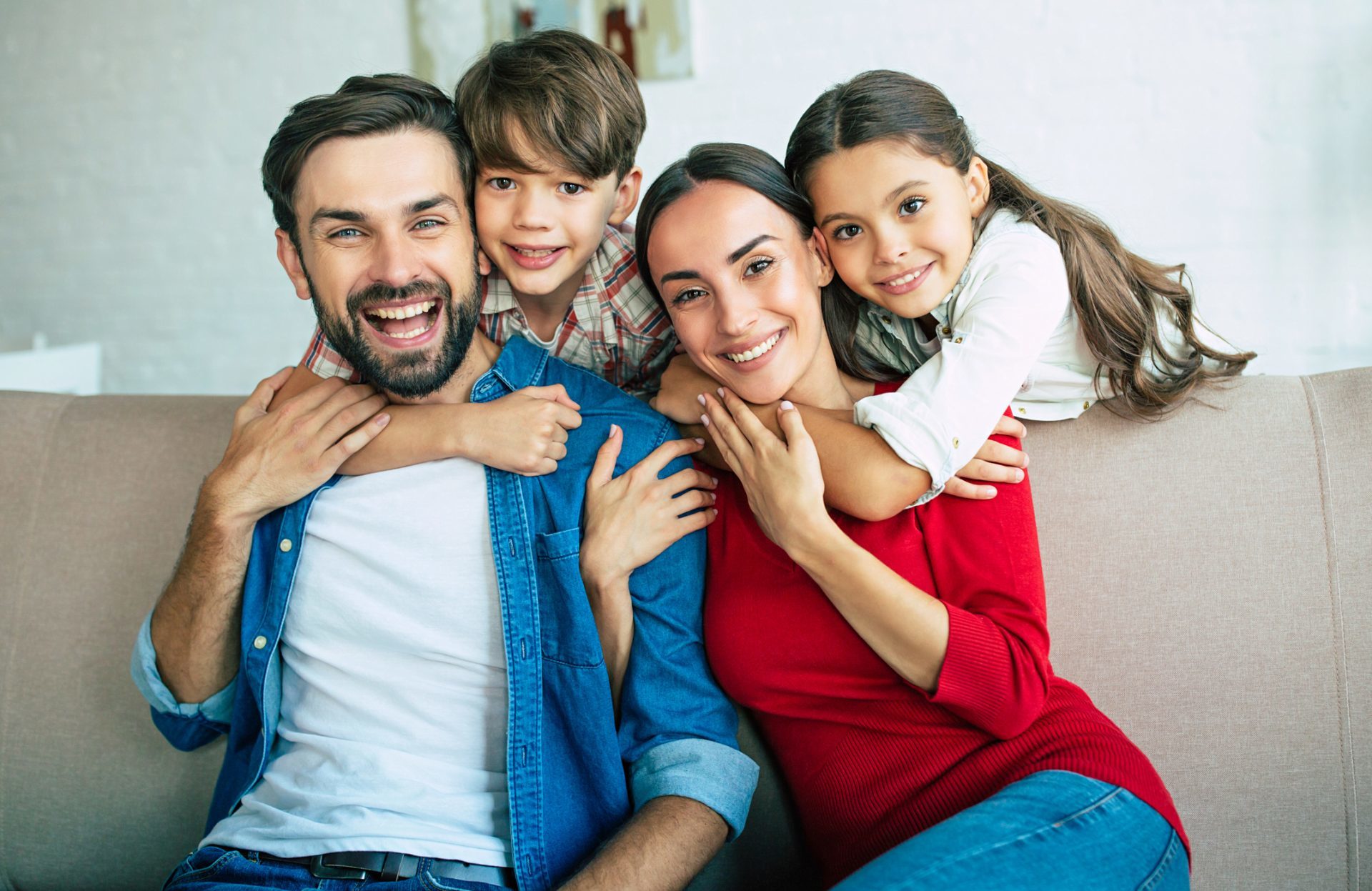 Happy family relax at home